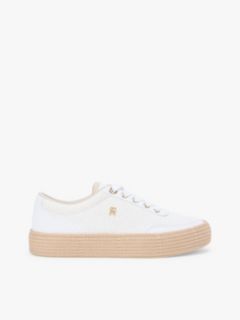TH Monogram Canvas Rope Platform Trainers — White 1