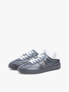 TH Monogram Metallic Trainers With Leather — Black 2