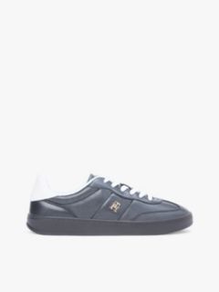 TH Monogram Metallic Trainers With Leather — Black 1