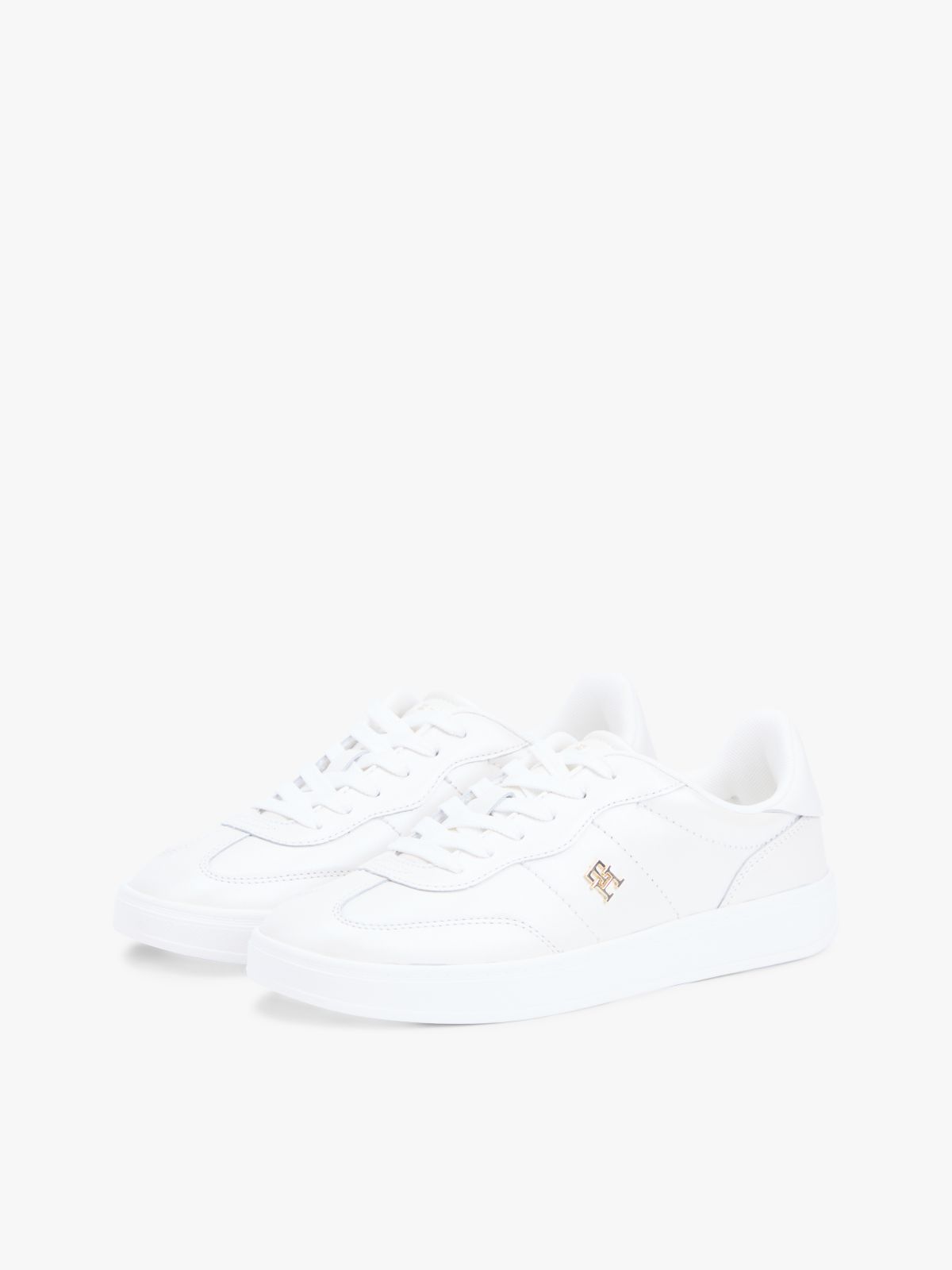 TH Monogram Metallic Trainers With Leather — White