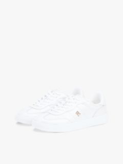 TH Monogram Metallic Trainers With Leather — White 2