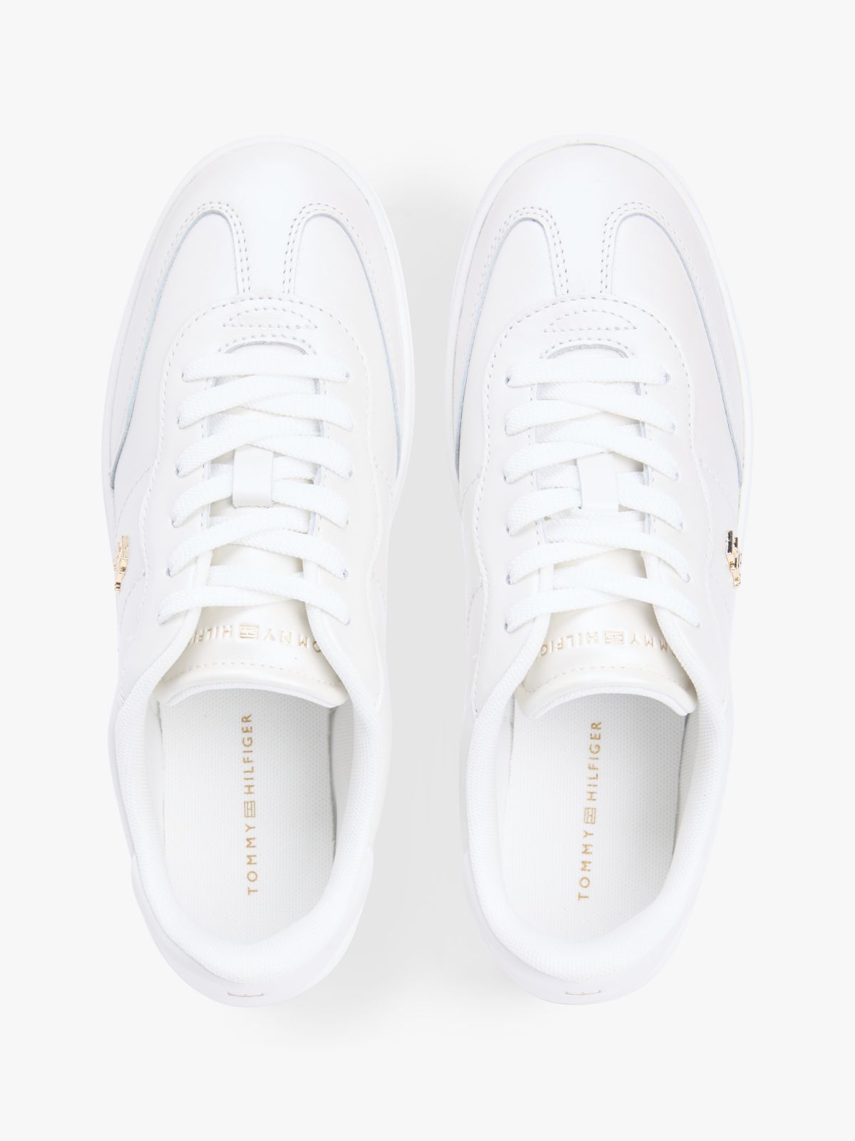 TH Monogram Metallic Trainers With Leather — White