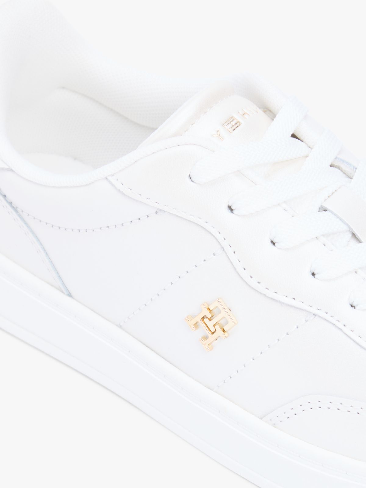 TH Monogram Metallic Trainers With Leather — White