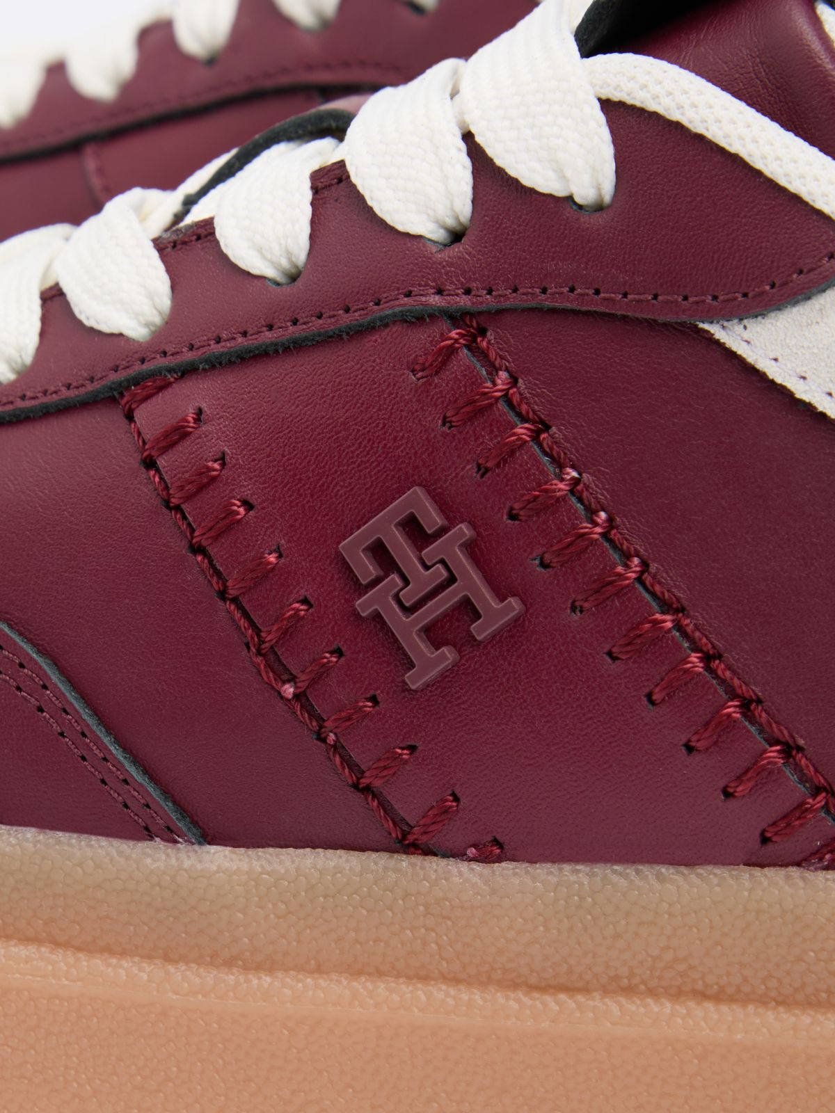 Leather TH Monogram Court Trainers — Brown