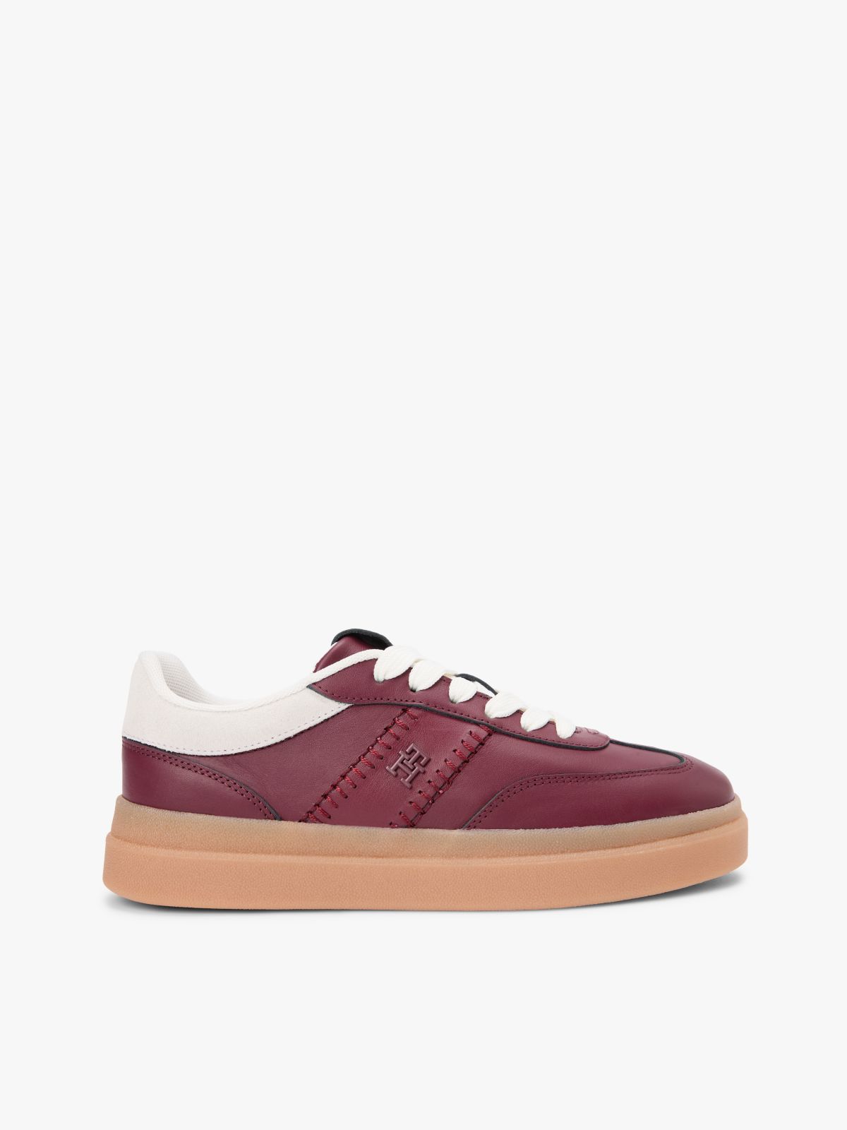 Leather TH Monogram Court Trainers — Brown