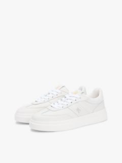 Leather TH Monogram Court Trainers — White 2