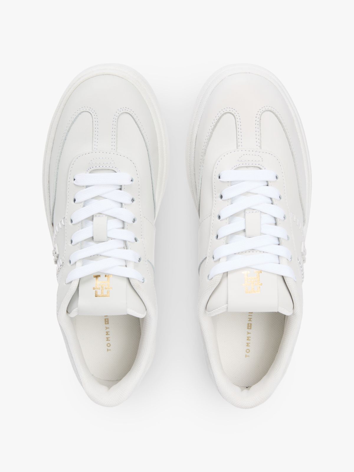 Leather TH Monogram Court Trainers — White