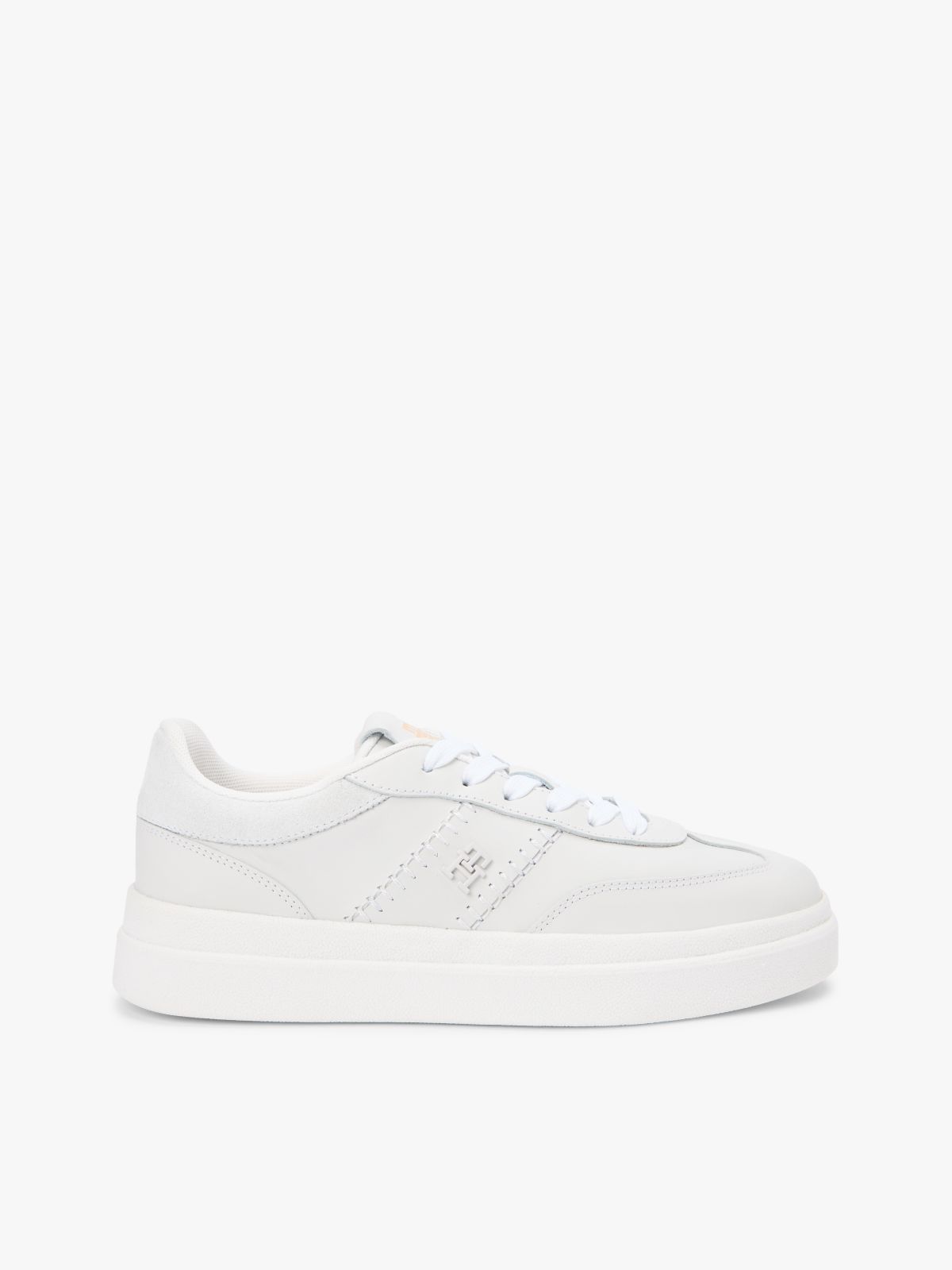 Leather TH Monogram Court Trainers — White
