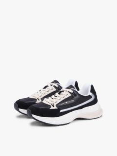 Suede Chunky Lace-Up Trainers — Black 2