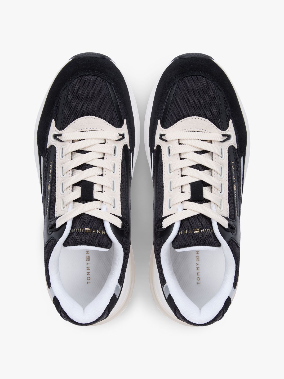 Suede Chunky Lace-Up Trainers — Black