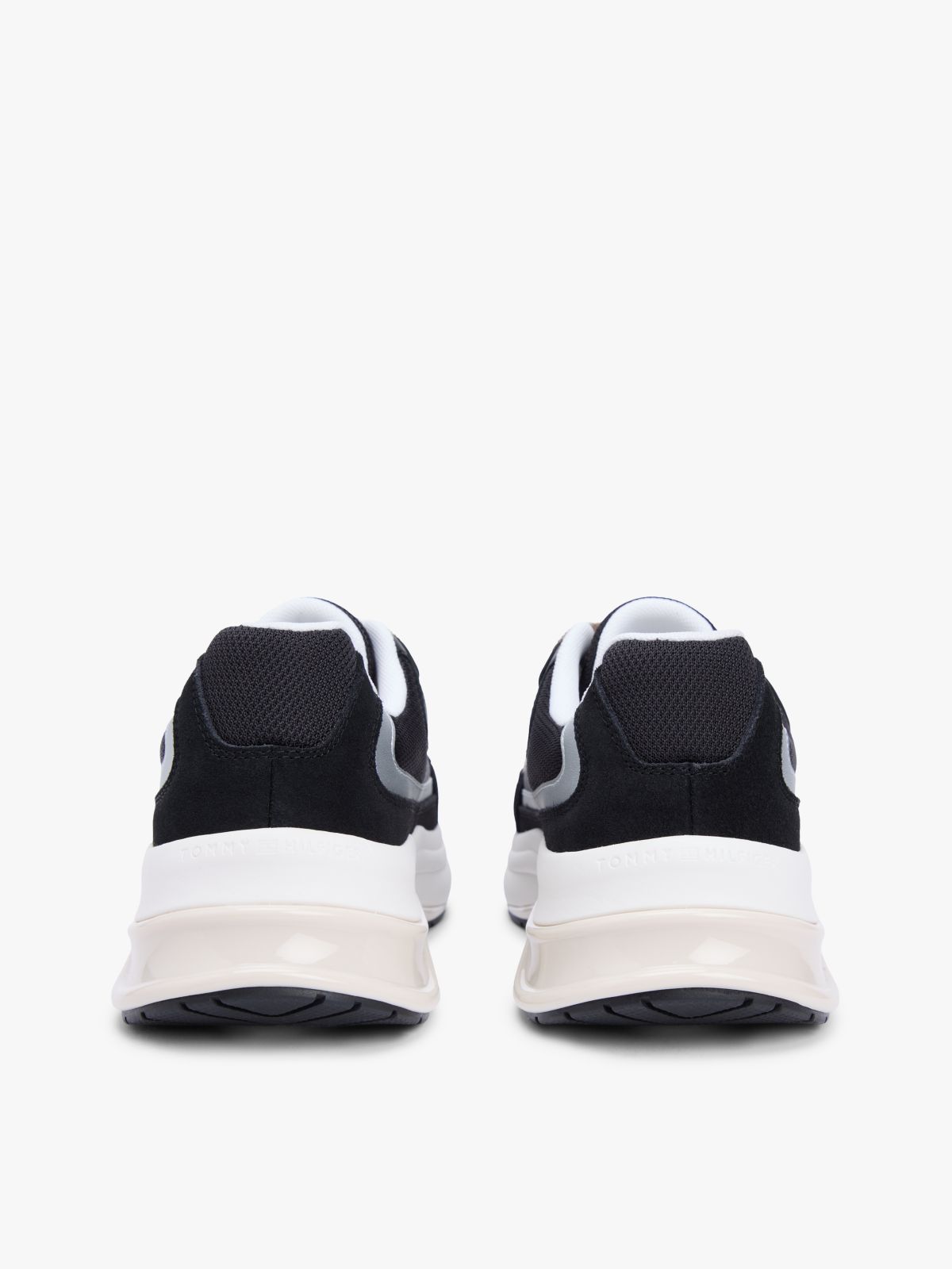 Suede Chunky Lace-Up Trainers — Black