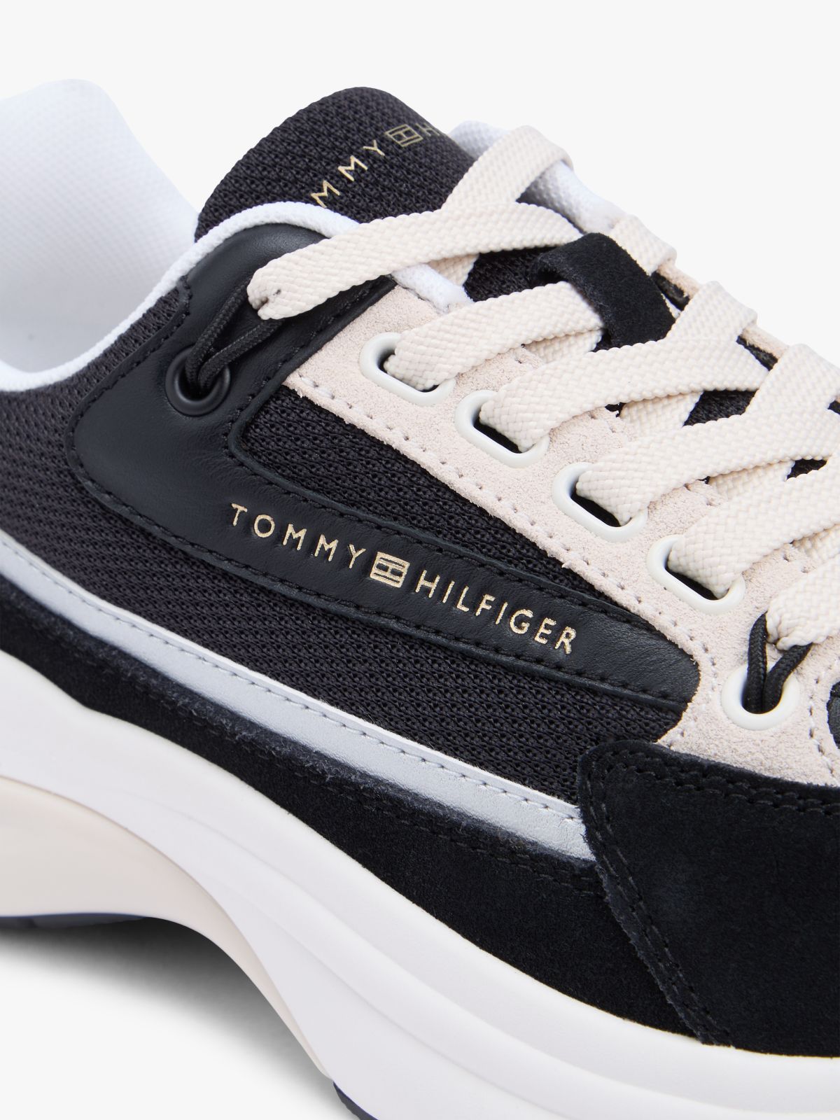 Suede Chunky Lace-Up Trainers — Black