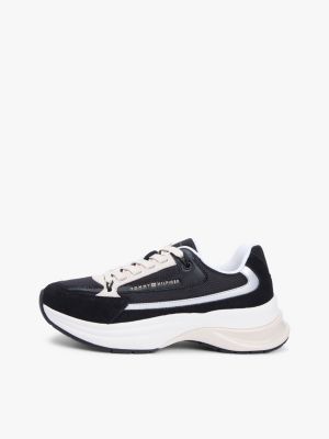 black suede chunky lace-up trainers for women tommy hilfiger