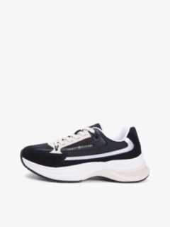 Suede Chunky Lace-Up Trainers — Black 7
