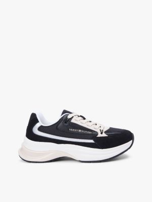 black suede chunky lace-up trainers for women tommy hilfiger