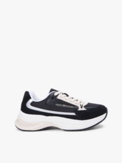 Suede Chunky Lace-Up Trainers — Black 1