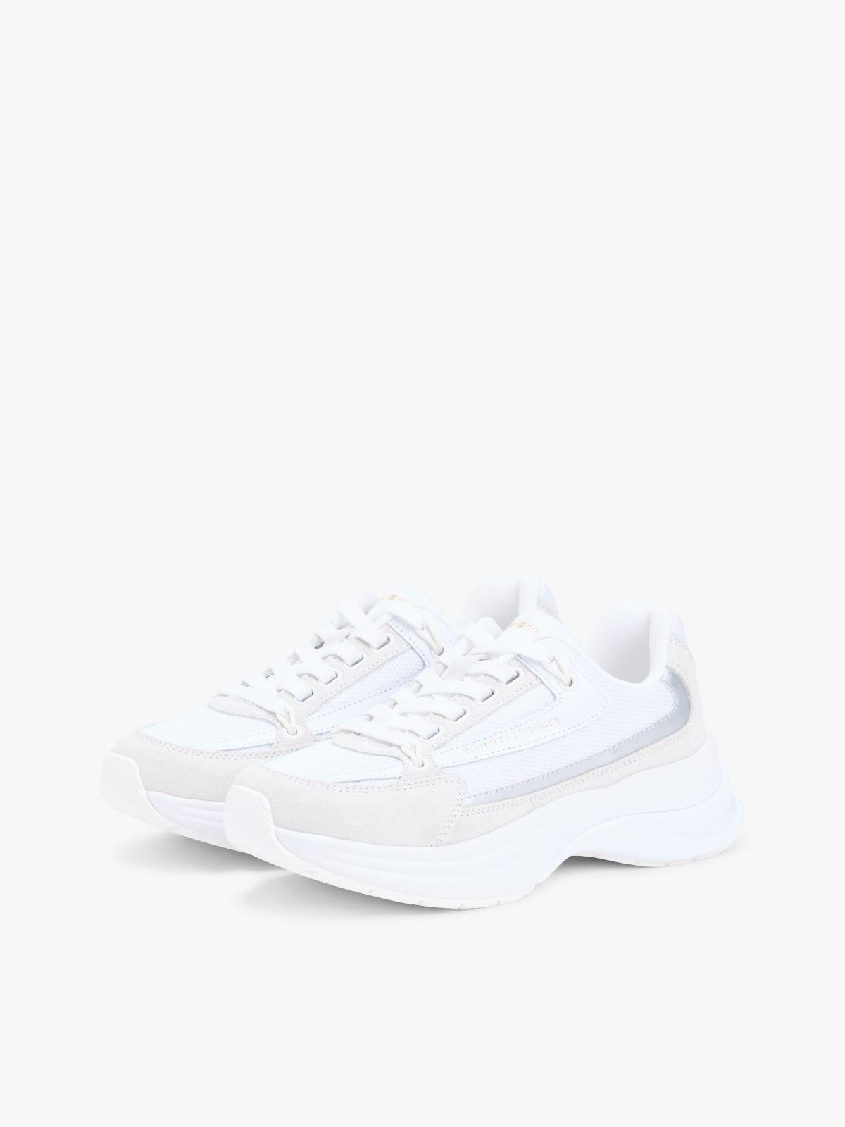 Suede Chunky Lace-Up Trainers — White