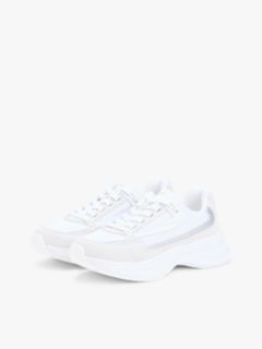 Suede Chunky Lace-Up Trainers — White 2