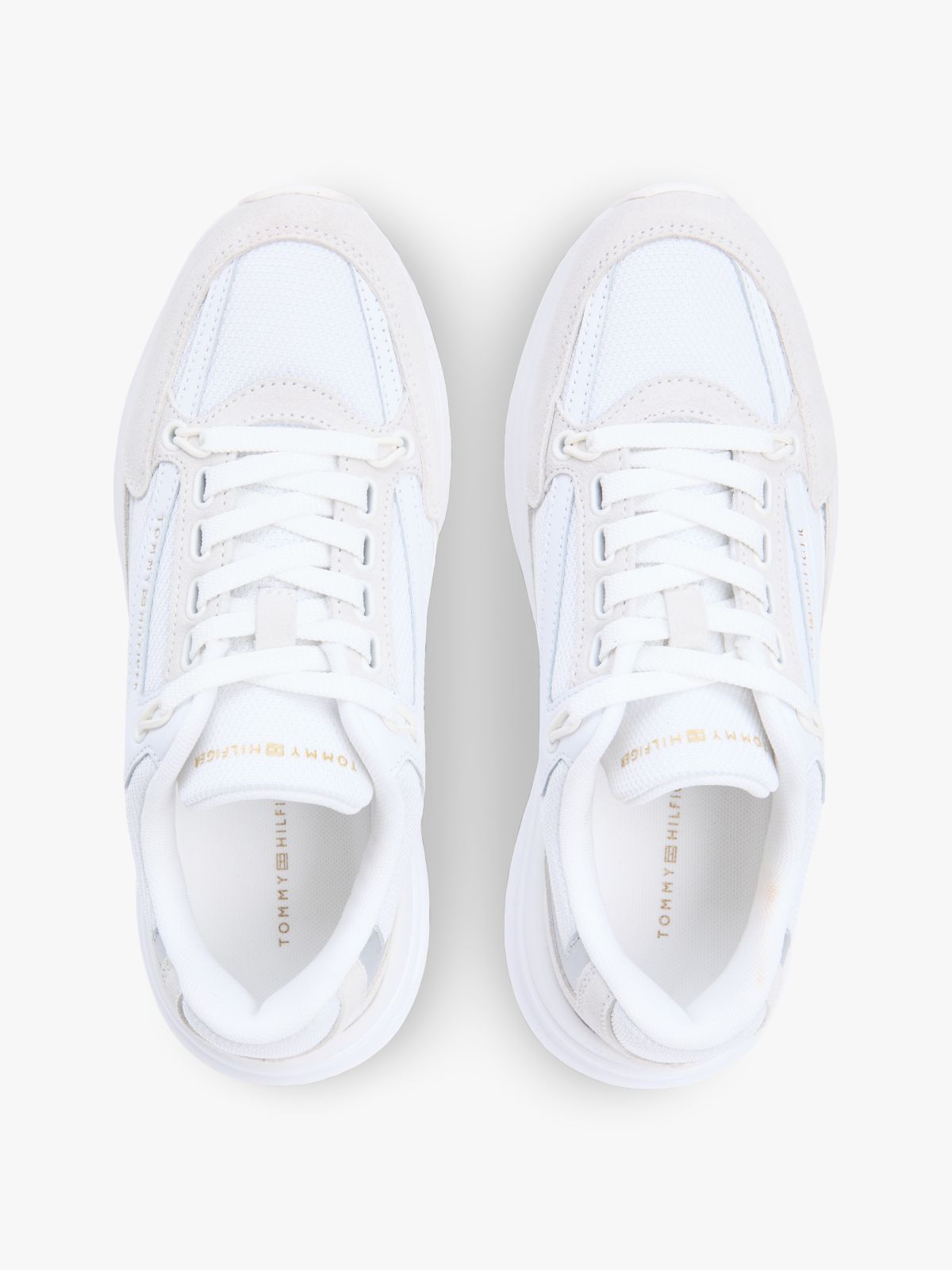 Suede Chunky Lace-Up Trainers — White