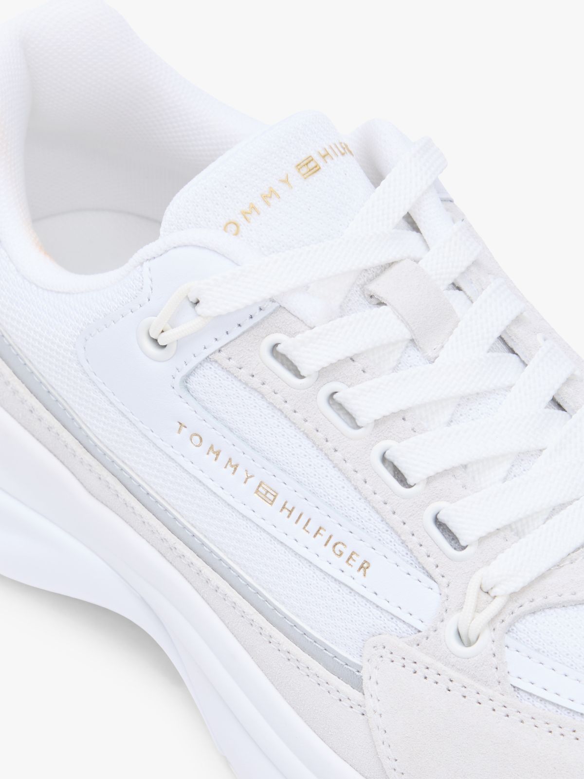 Suede Chunky Lace-Up Trainers — White