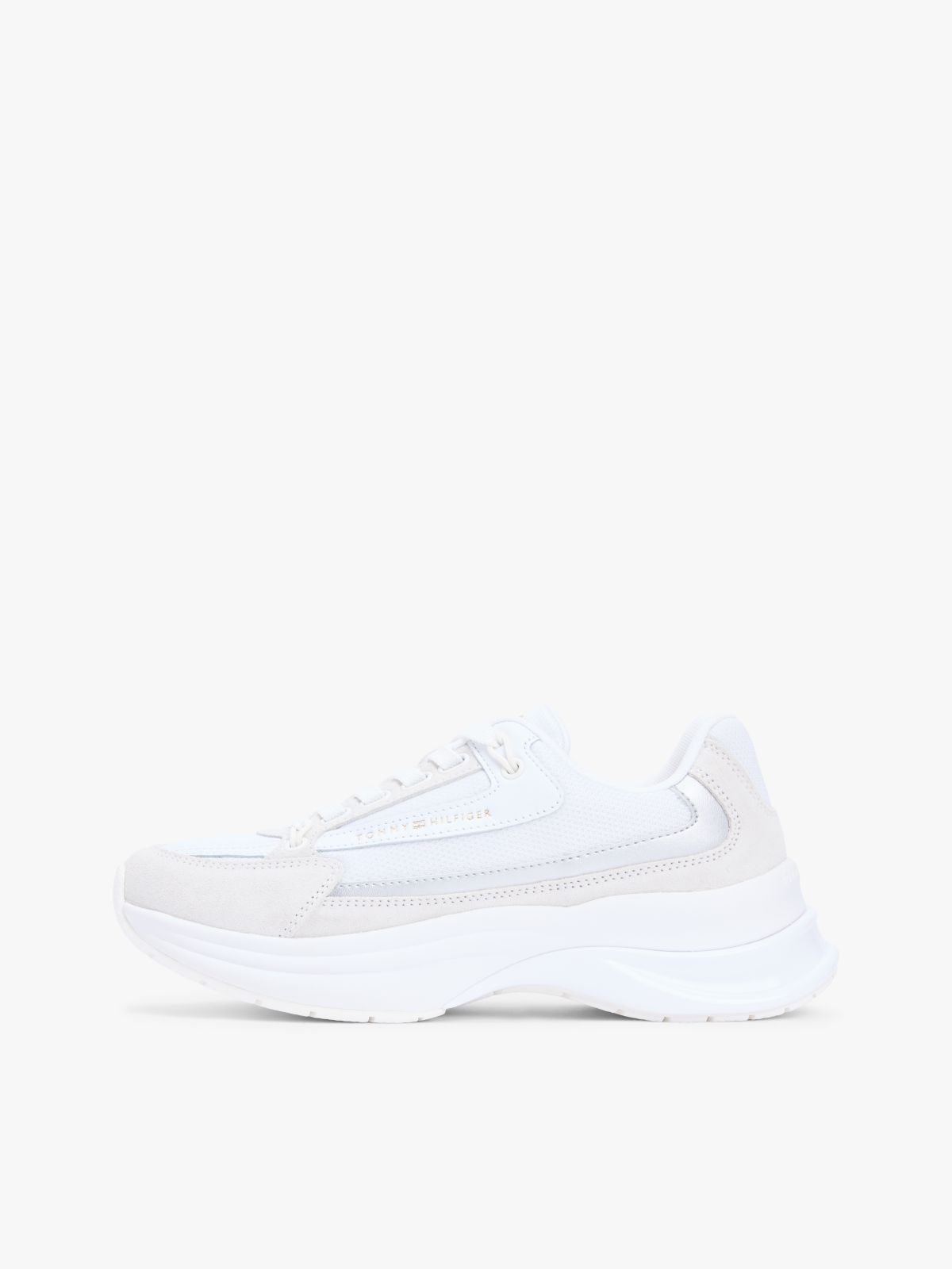 Suede Chunky Lace-Up Trainers — White