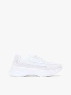 Suede Chunky Lace-Up Trainers — White 1