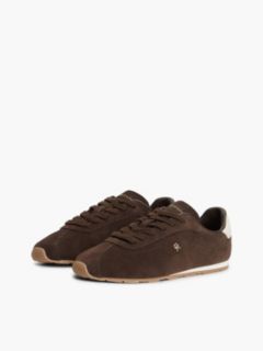TH Monogram Suede Low Profile Trainers — Brown 2