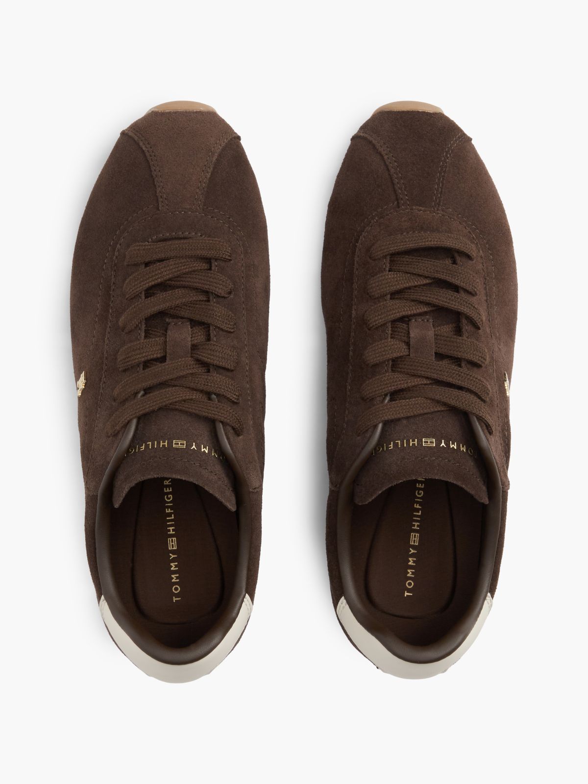 TH Monogram Suede Low Profile Trainers — Brown