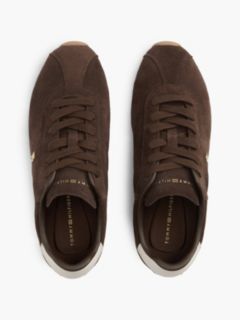 TH Monogram Suede Low Profile Trainers — Brown 3