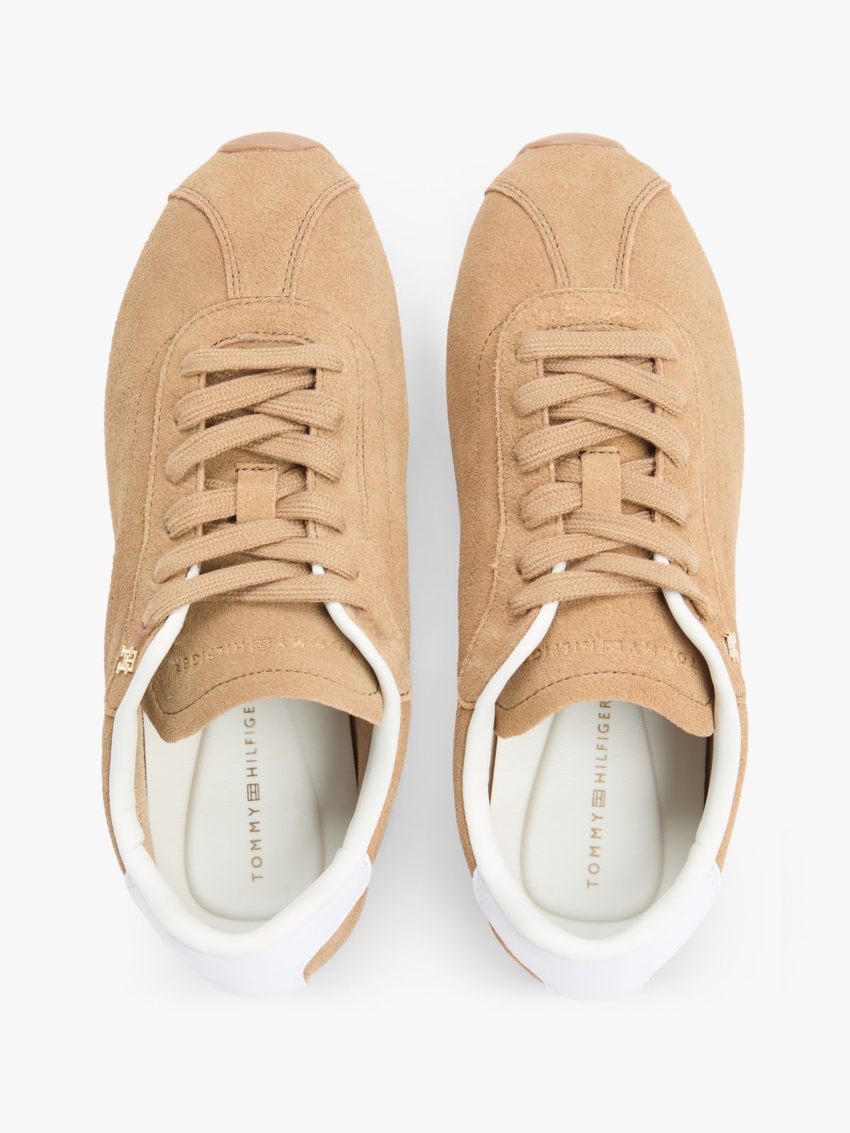 TH Monogram Suede Low Profile Trainers — Khaki