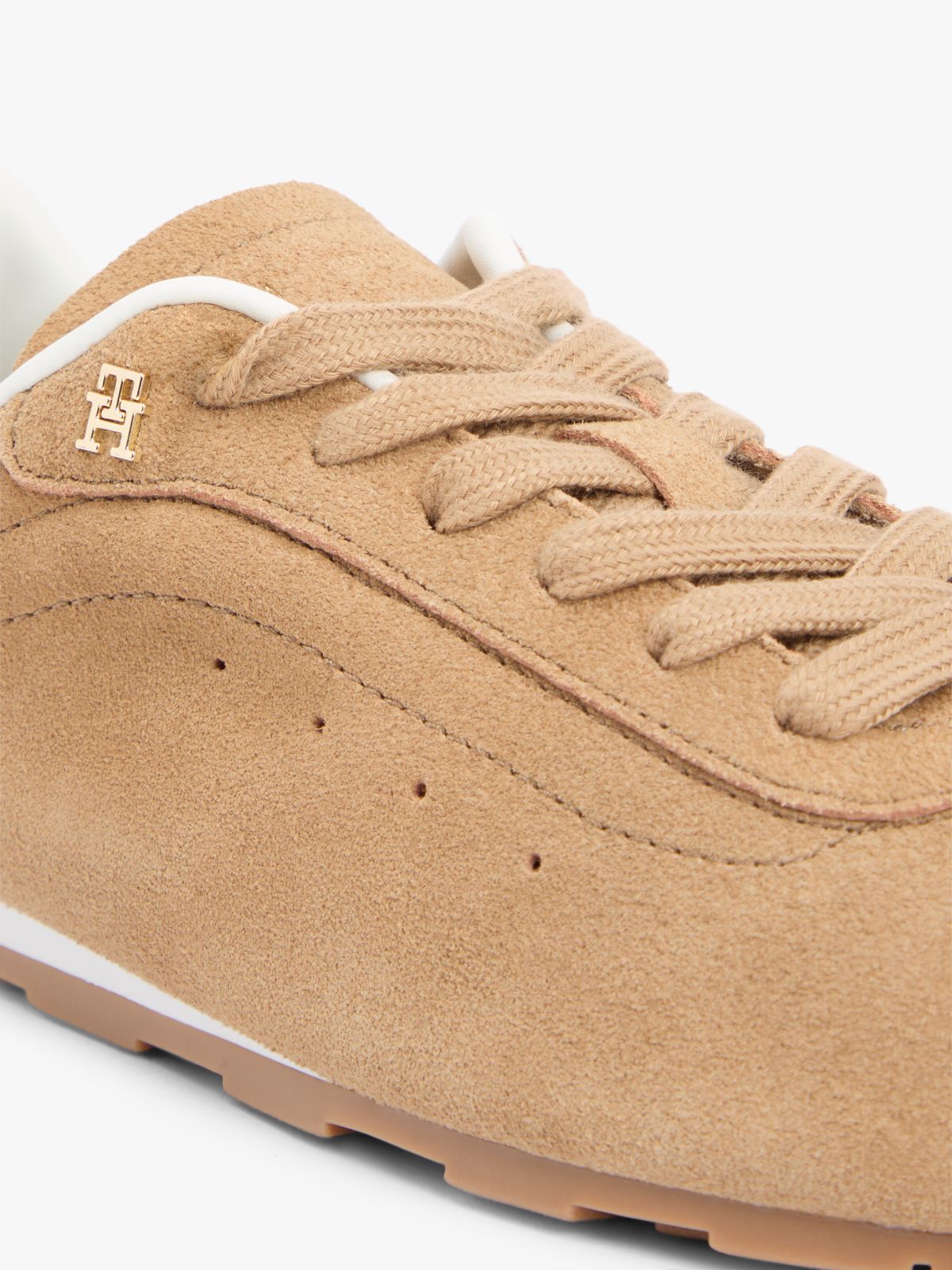 TH Monogram Suede Low Profile Trainers — Khaki