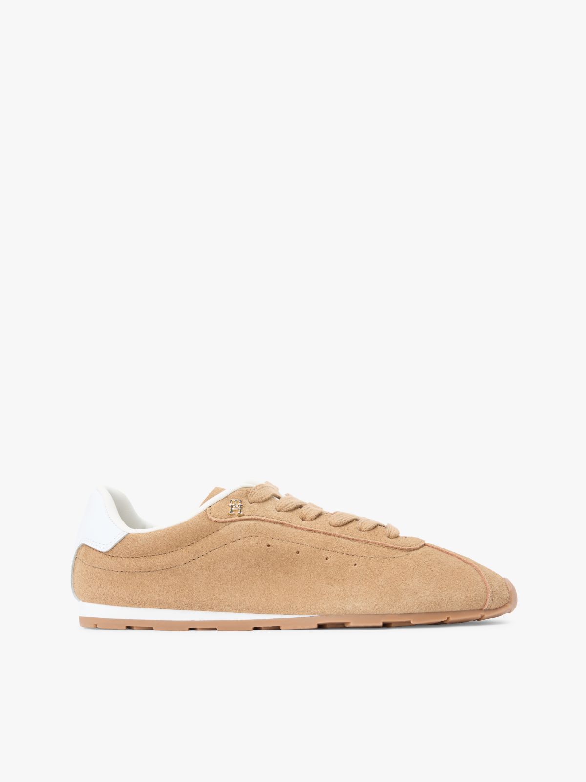 TH Monogram Suede Low Profile Trainers — Khaki