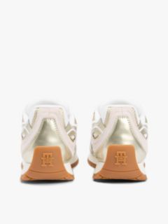 Mixed Texture Metallic Trainers With Leather — Gold 4