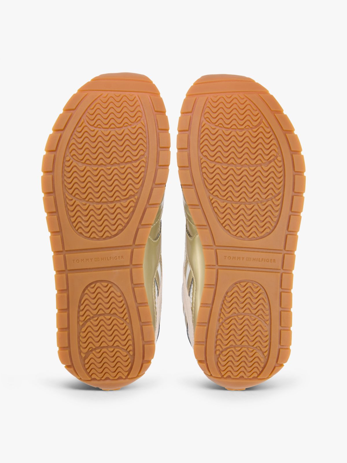 Mixed Texture Metallic Trainers With Leather — Gold