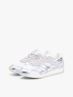 Mixed Texture Metallic Trainers With Leather — Grey 2