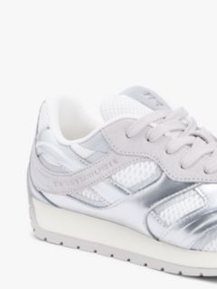 Mixed Texture Metallic Trainers With Leather — Grey 6