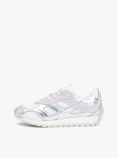 Mixed Texture Metallic Trainers With Leather — Grey 7