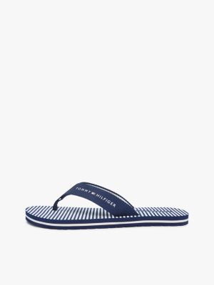 blue webbing strap ithaca stripe flip-flops for women tommy hilfiger