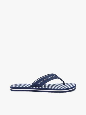 blue webbing strap ithaca stripe flip-flops for women tommy hilfiger