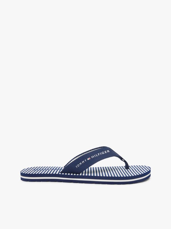 Webbing Strap Ithaca Stripe Flip-Flops — Blue