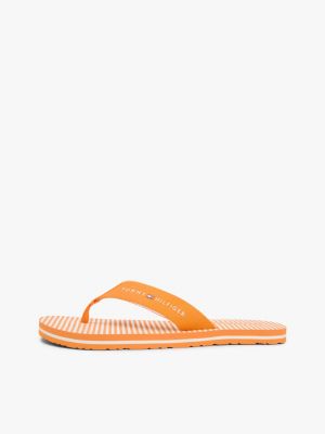 orange webbing strap ithaca stripe flip-flops for women tommy hilfiger