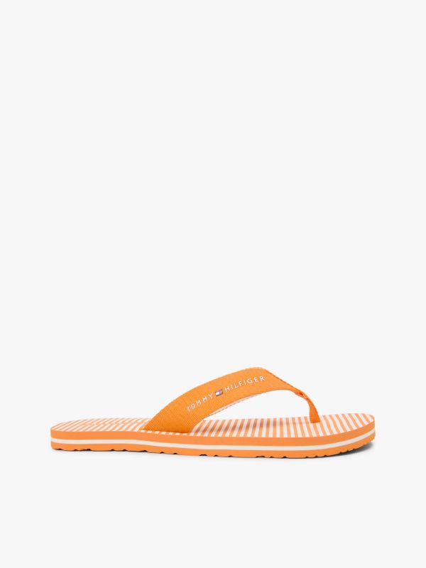 Webbing Strap Ithaca Stripe Flip-Flops — Orange