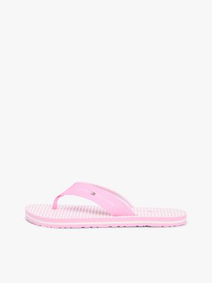 pink webbing strap ithaca stripe flip-flops for women tommy hilfiger