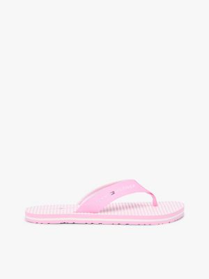 pink webbing strap ithaca stripe flip-flops for women tommy hilfiger