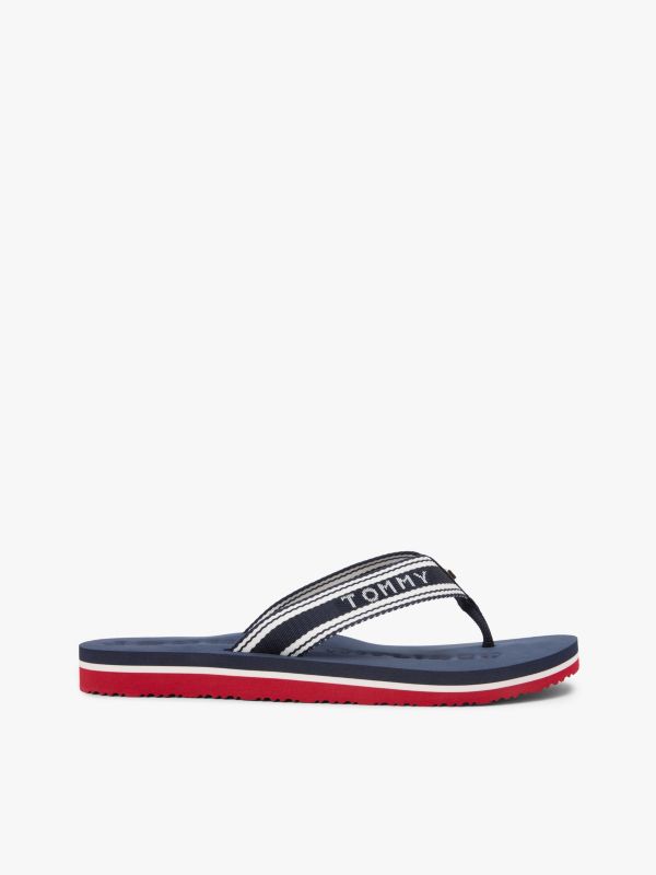 Webbing Strap Signature Flip-Flops — Blue