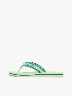 chanclas con tiras de tejido trenzado verde de mujeres tommy hilfiger