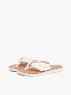 TH Monogram Plaque Hemp Flip-Flops — Beige 2