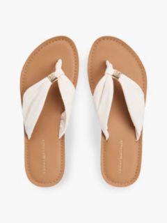 TH Monogram Plaque Hemp Flip-Flops — Beige 3