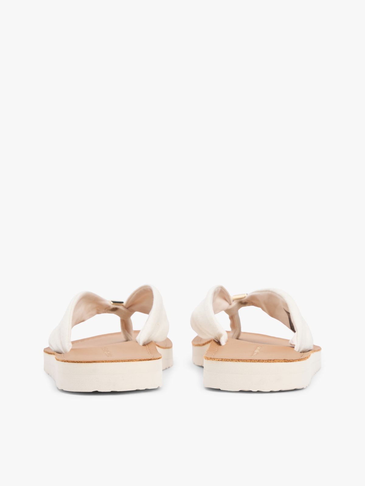 TH Monogram Plaque Hemp Flip-Flops — Beige