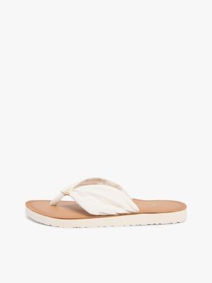 sandali infradito in canapa con monogramma th beige da donne tommy hilfiger